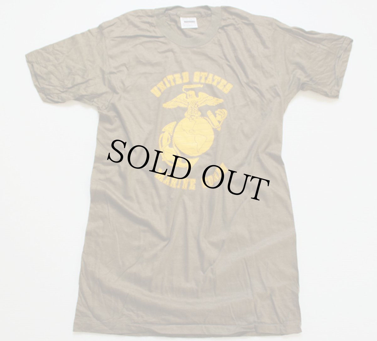 画像2: デッドストック★80s 米軍 USMC コットンTシャツ 茶 M (2)