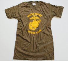 画像2: デッドストック★80s 米軍 USMC コットンTシャツ 茶 M (2)