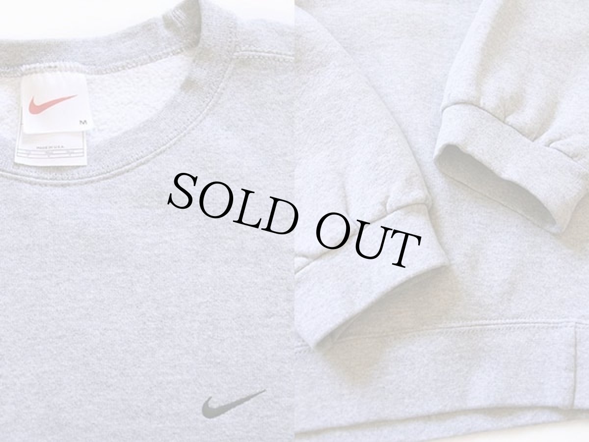 画像3: 90s USA製 NIKEナイキ スウッシュ ワンポイント スウェット グレー M (3)