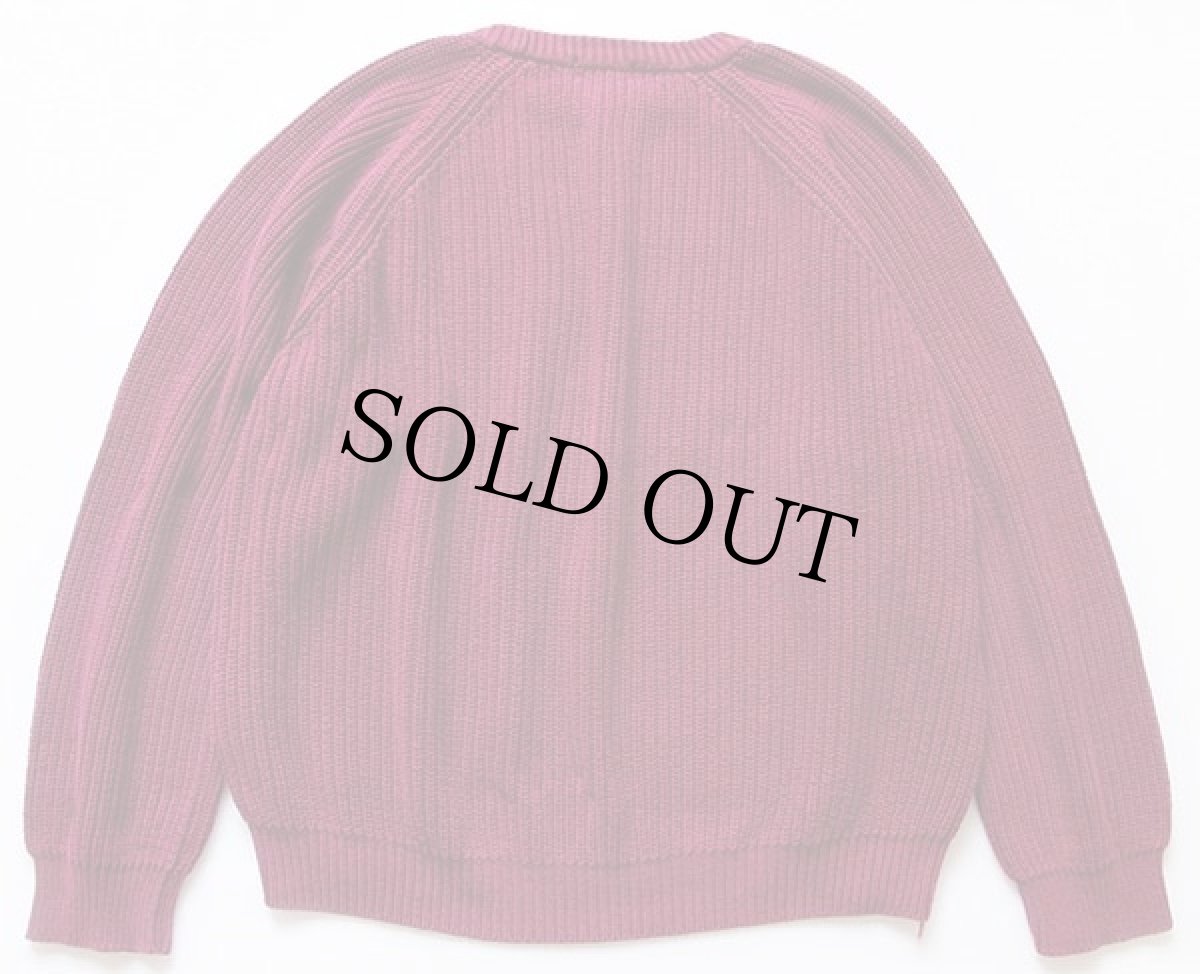 画像2: 80s USA製 L.L.Bean ローゲージ コットンニット セーター ワインレッド (2)