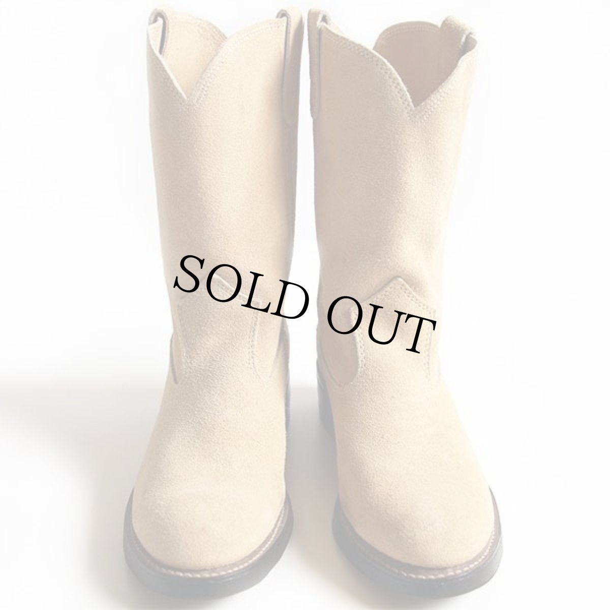 画像3: デッドストック★70s UNKNOWN スエードレザー ペコスブーツ サンドベージュ 8.5D (3)