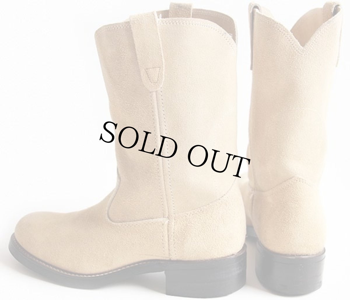 画像2: デッドストック★70s UNKNOWN スエードレザー ペコスブーツ サンドベージュ 8.5D (2)