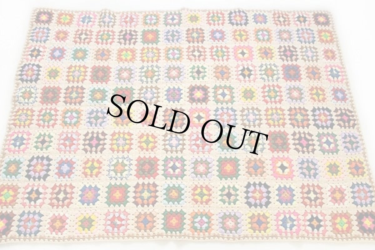 画像2: スクエア モチーフ ニット グラニー ブランケット★カギ編み (2)