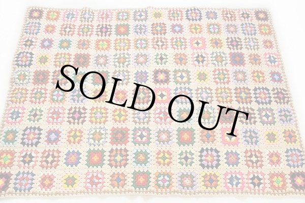 スクエア モチーフ ニット グラニー ブランケット☆カギ編み