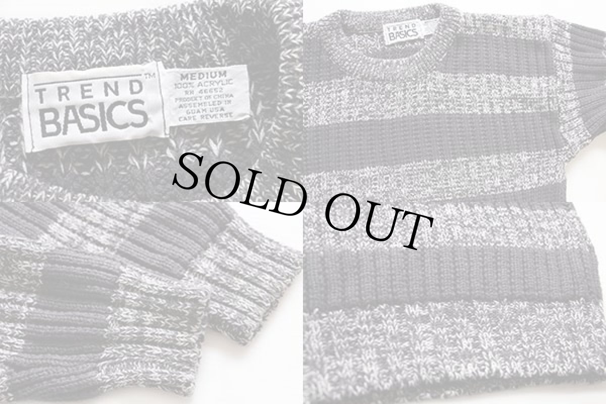 画像3: 90s TREND BASICS 太ボーダー アクリルニット セーター チャコールグレー×霜降りグレー M (3)