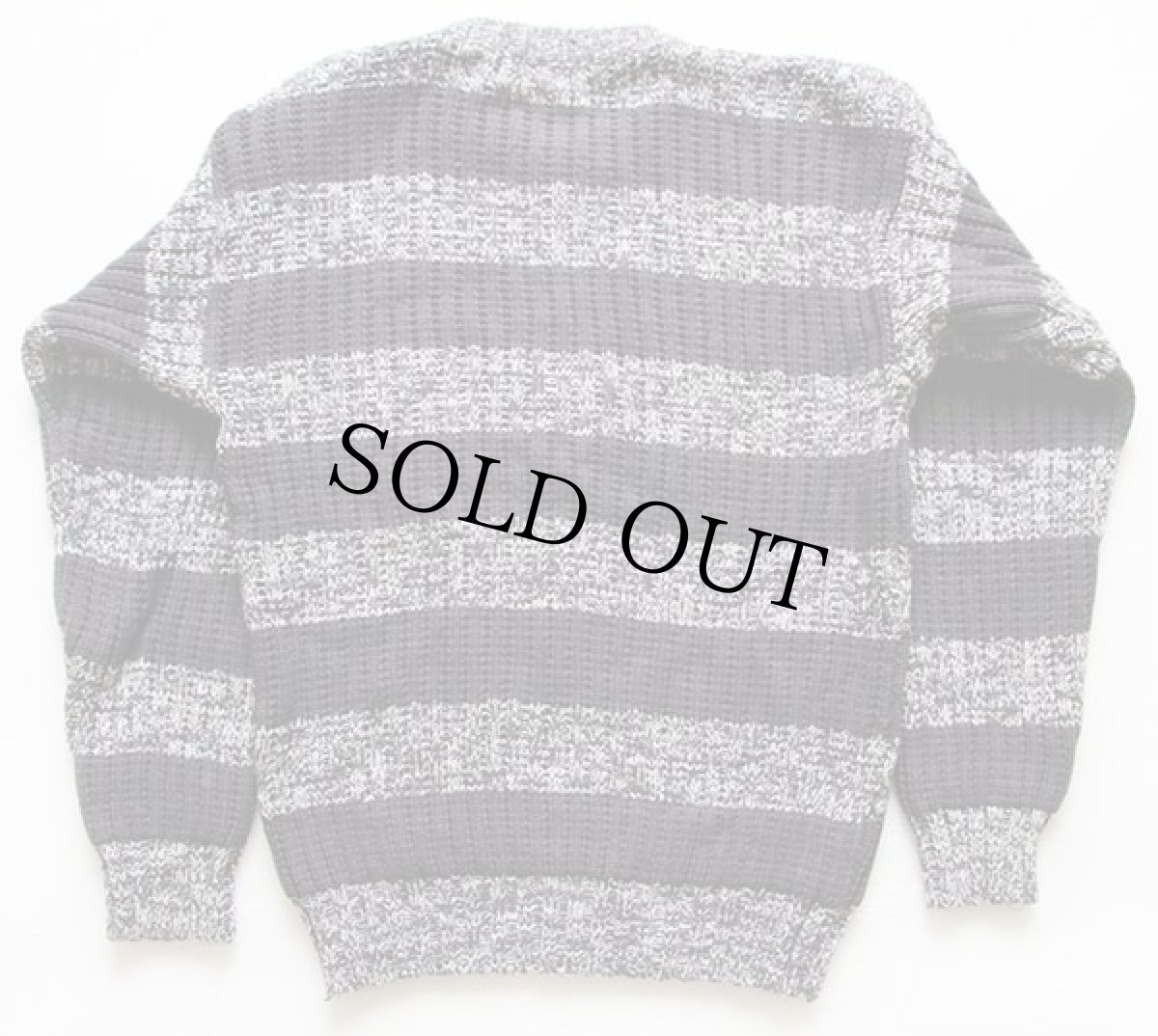 画像2: 90s TREND BASICS 太ボーダー アクリルニット セーター チャコールグレー×霜降りグレー M (2)