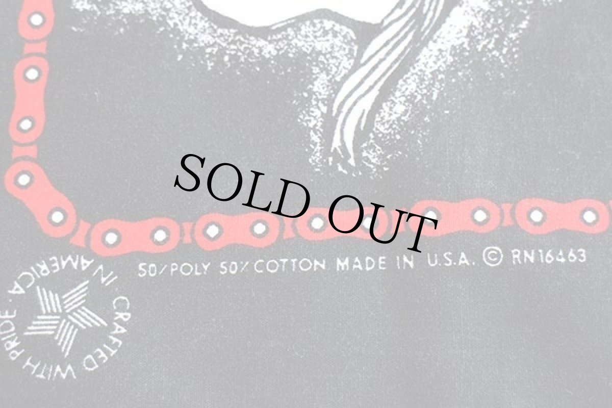 画像3: USA製 OUT WITH HELMET LAWS スカル バンダナ 炭黒 (3)