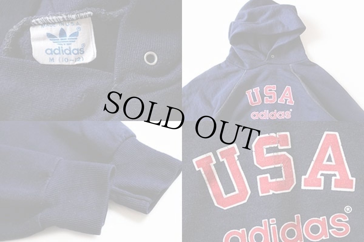 画像3: 80s USA製 adidasアディダス USA スウェットパーカー 紺 キッズM (3)