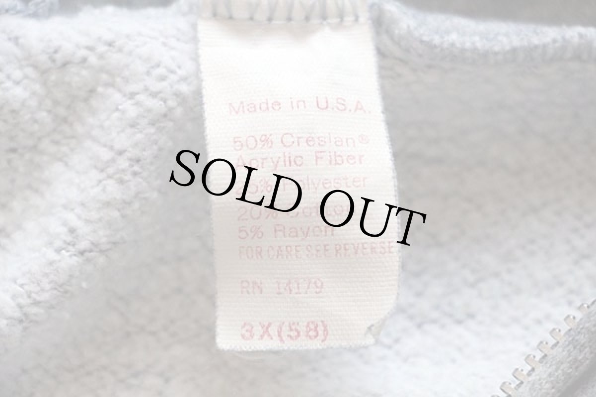 画像4: 80s USA製 無地 スウェット ジップパーカー 杢グレー 3X (4)