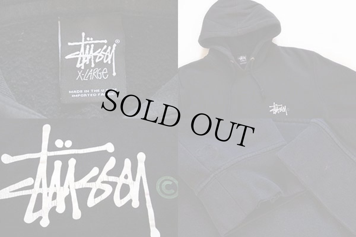 画像3: USA製 STUSSYステューシー ロゴ スウェットパーカー 黒 XL (3)