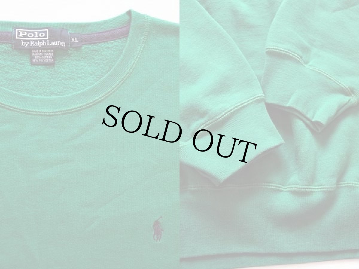 画像3: 90s ポロ ラルフローレン ワンポイント スウェット 緑 XL (3)