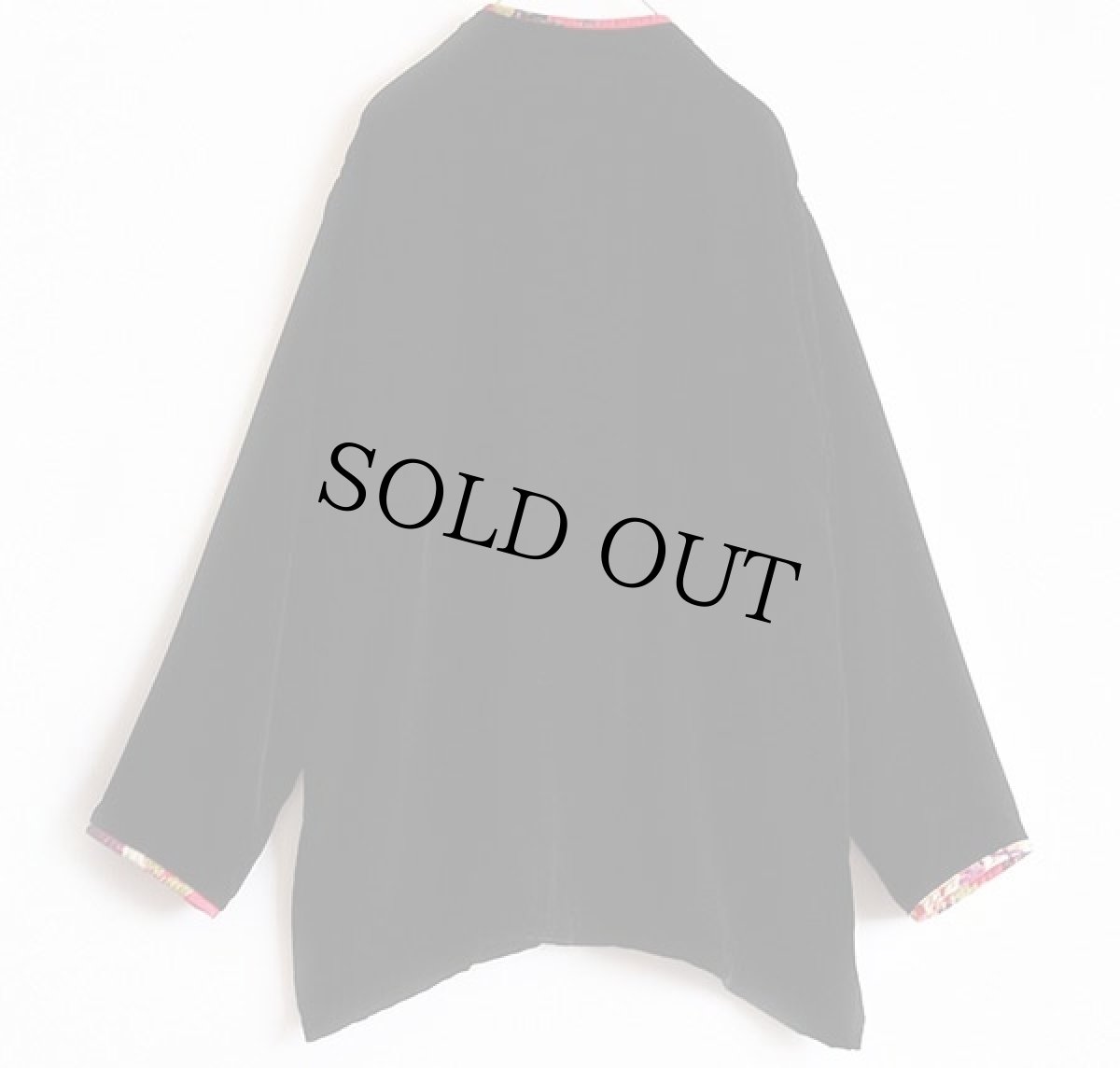 画像2: 90s CHICO'S DESIGN 刺繍入り レーヨン×シルク ベロア チャイナ ジャケット黒 2 (2)