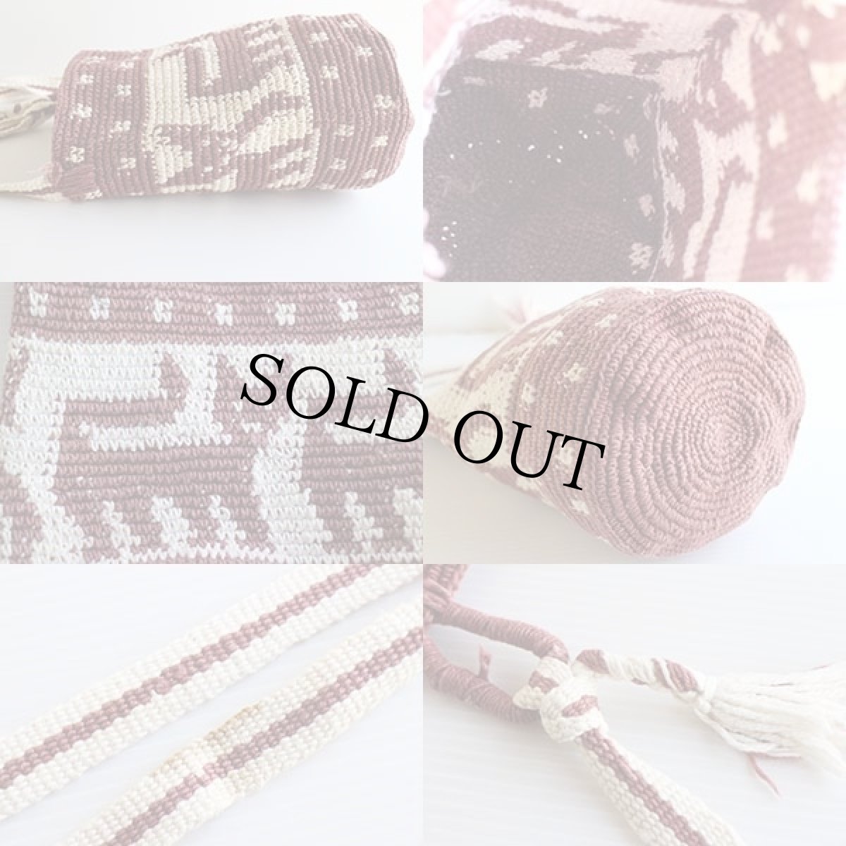 画像3: ハンドメイド キャット柄 編み込み バケツ型ショルダーバッグ (3)