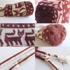 画像3: ハンドメイド キャット柄 編み込み バケツ型ショルダーバッグ (3)