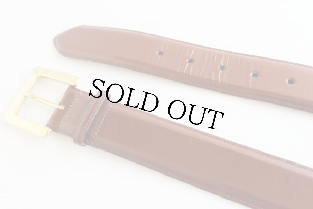 画像2: USA製 COACHコーチ ポリッシュ カウハイド レザーベルト 茶 M★868 (2)