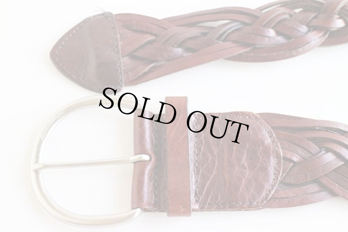 画像2: USA製 EddieBauerエディーバウアー 編み込み レザーベルト 焦げ茶 L★1165 (2)