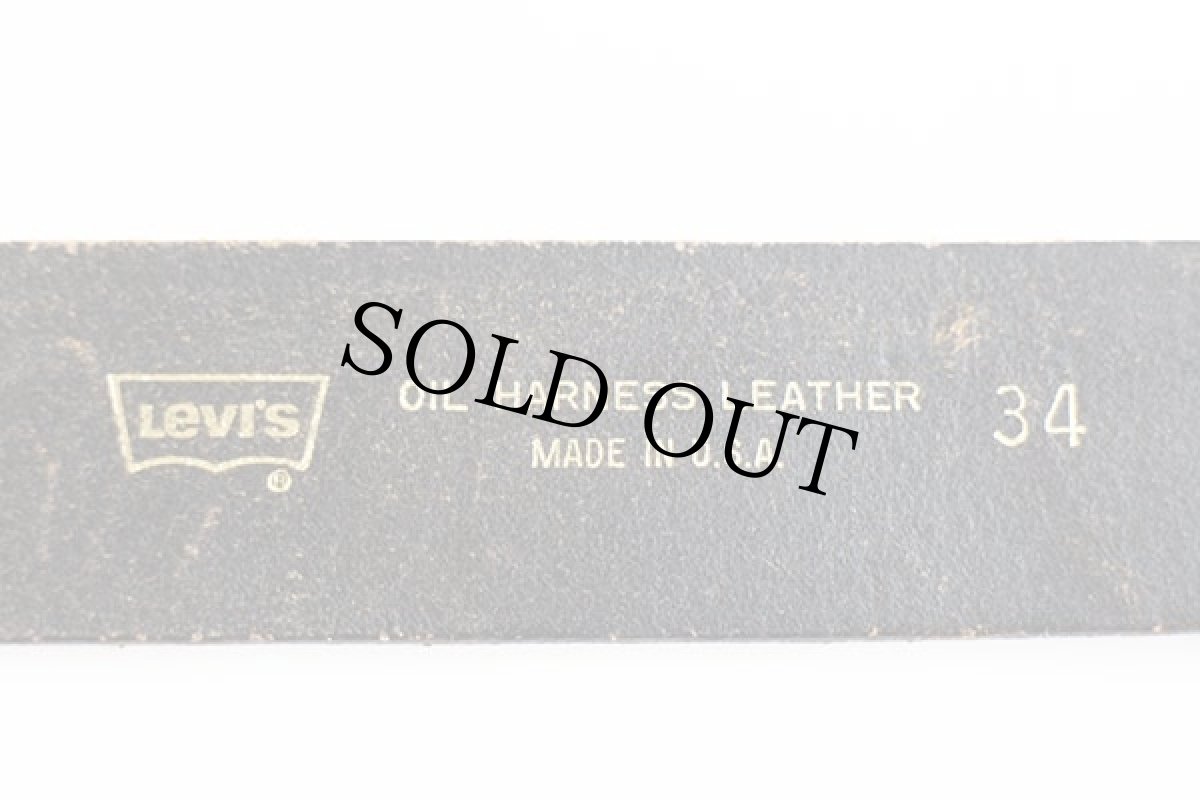 画像3: 90s USA製 Levi'sリーバイス レザーベルト 黒 34 (3)