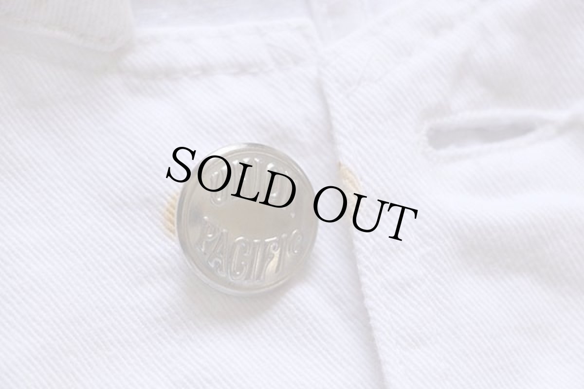 画像6: 60s USA製 UNION PACIFIC チェンジボタン チェーン刺繍 スタンドカラー コットンツイル カバーオール 白 48 (6)