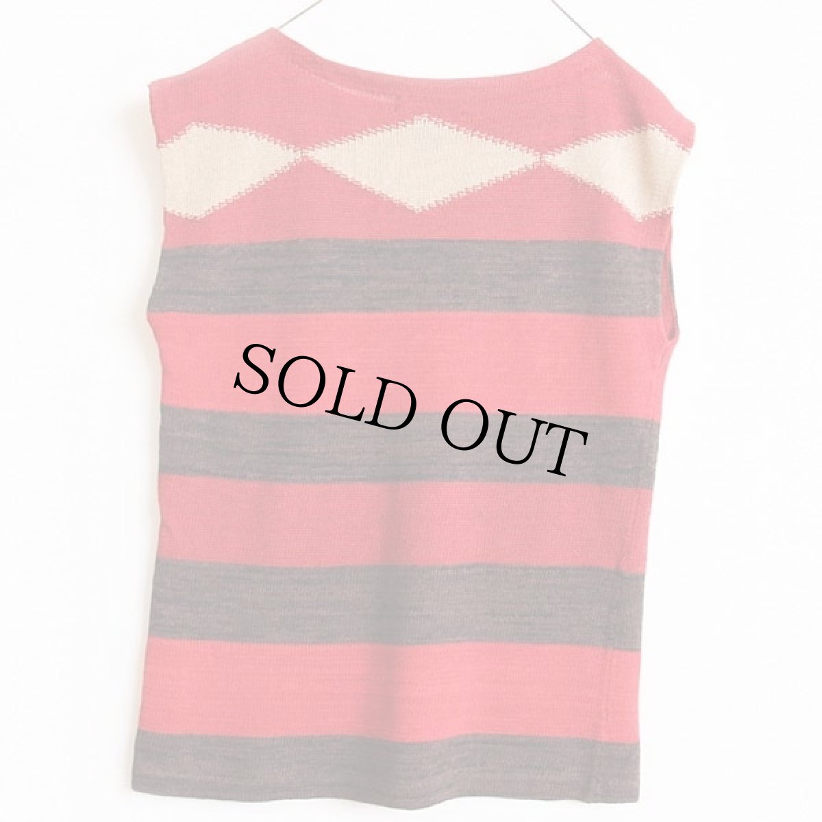 画像2: LAUREN ラルフローレン ラグ柄 ノースリーブ リネン×コットンニット セーター M (2)