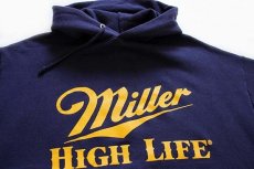 画像2: 80s USA製 Miller HIGH LIFE スウェットパーカー 紺 XL (2)