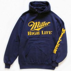 画像1: 80s USA製 Miller HIGH LIFE スウェットパーカー 紺 XL (1)