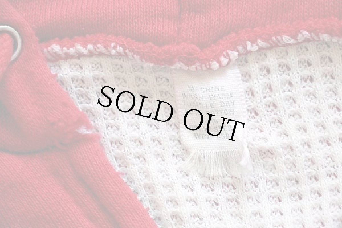 画像4: 70s UNKNOWN 無地 裏サーマル スウェット ジップパーカー 赤 (4)