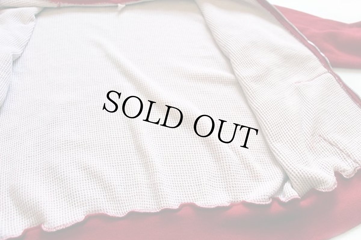 画像5: 70s UNKNOWN 無地 裏サーマル スウェット ジップパーカー 赤 (5)