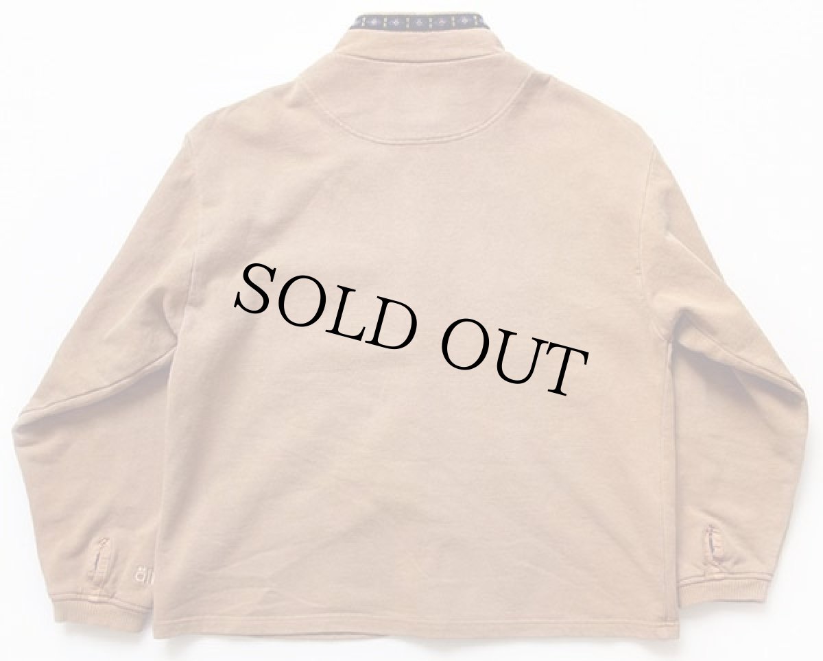 画像2: 90s USA製 alfアルフ スタンドカラー チロリアンテープ コットン スウェット カーディガン 黄土色 M (2)