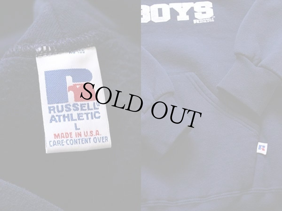 画像3: 90s USA製 RUSSELLラッセル PROPERTY OF COWBOYS スウェットパーカー 紺 L (3)