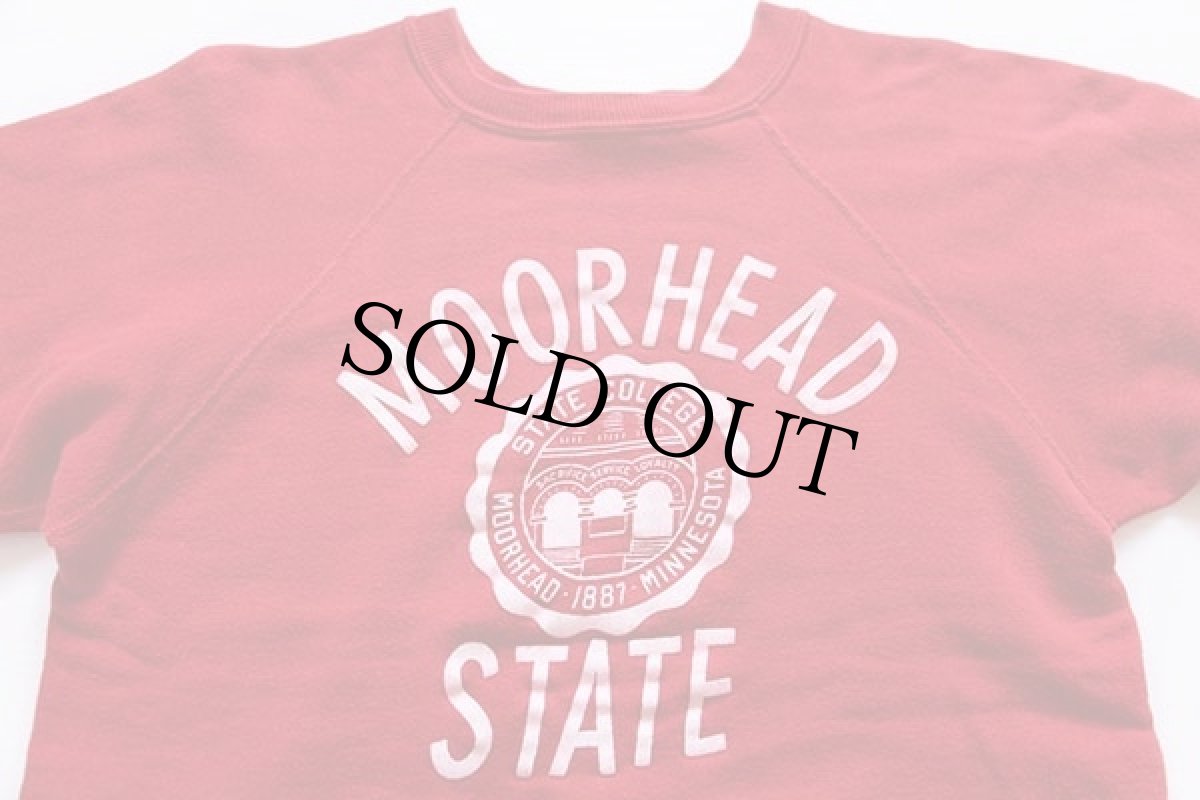 画像3: 70s USA製 Championチャンピオン MOORHEAD STATE フロッキープリント スウェット 赤 M (3)