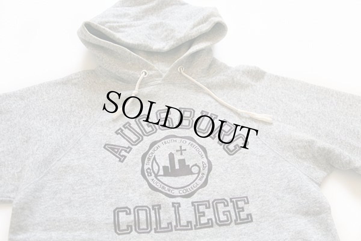 画像3: 80s USA製 Championチャンピオン AUGSBURG COLLEGE フロッキープリント スウェットパーカー 杢グレー M (3)