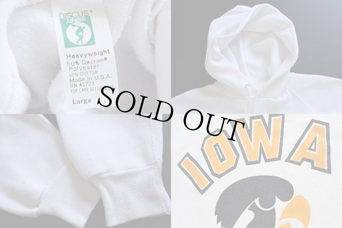 画像3: 80s USA製 DISCUS IOWA スウェットパーカー 白 L (3)