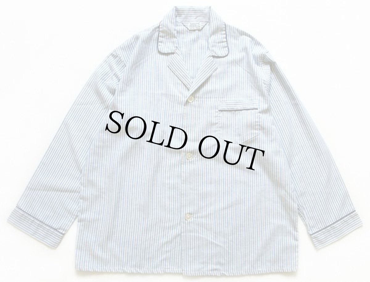 画像2: 70s Penneys TOWNCRAFT マルチ ストライプ パジャマ シャツ&パンツ セット 白×水色 L (2)