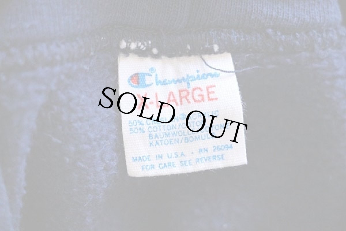 画像5: 80s USA製 Championチャンピオン CARLETON COLLEGE フロッキープリント スウェットパーカー 紺 XL (5)