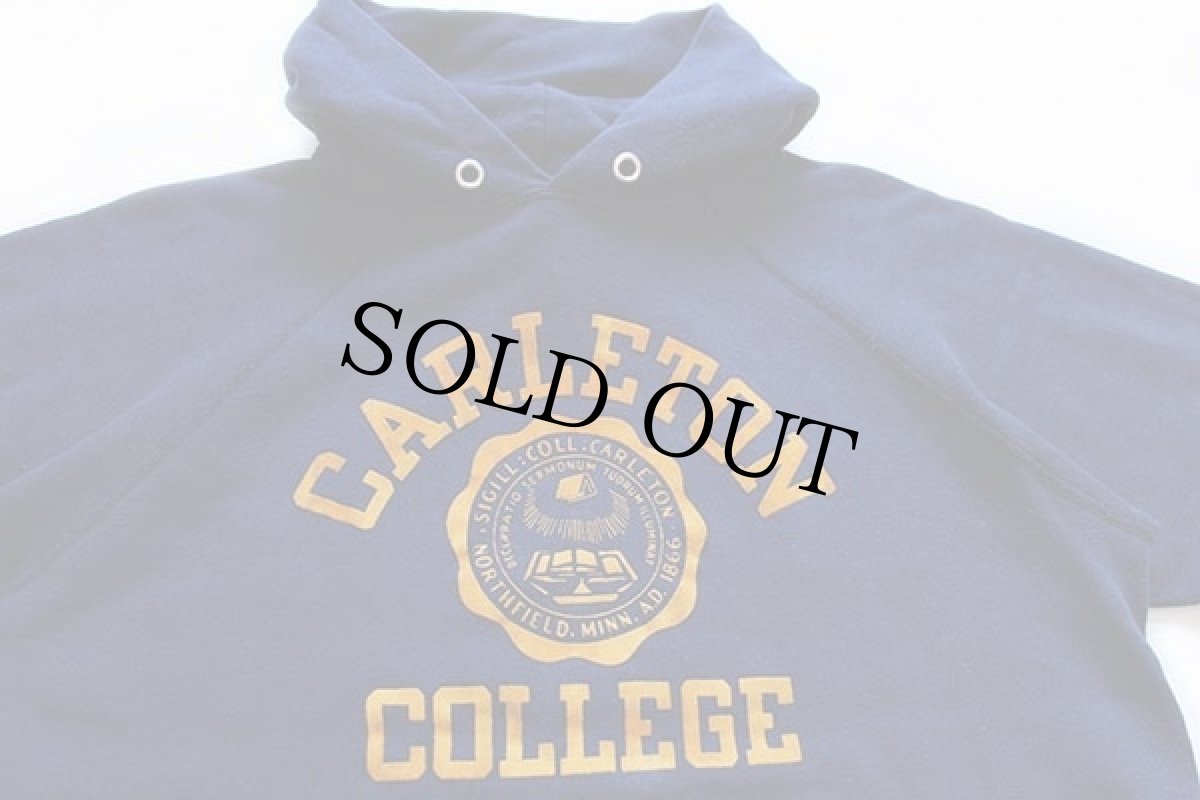 画像3: 80s USA製 Championチャンピオン CARLETON COLLEGE フロッキープリント スウェットパーカー 紺 XL (3)