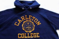 画像3: 80s USA製 Championチャンピオン CARLETON COLLEGE フロッキープリント スウェットパーカー 紺 XL (3)