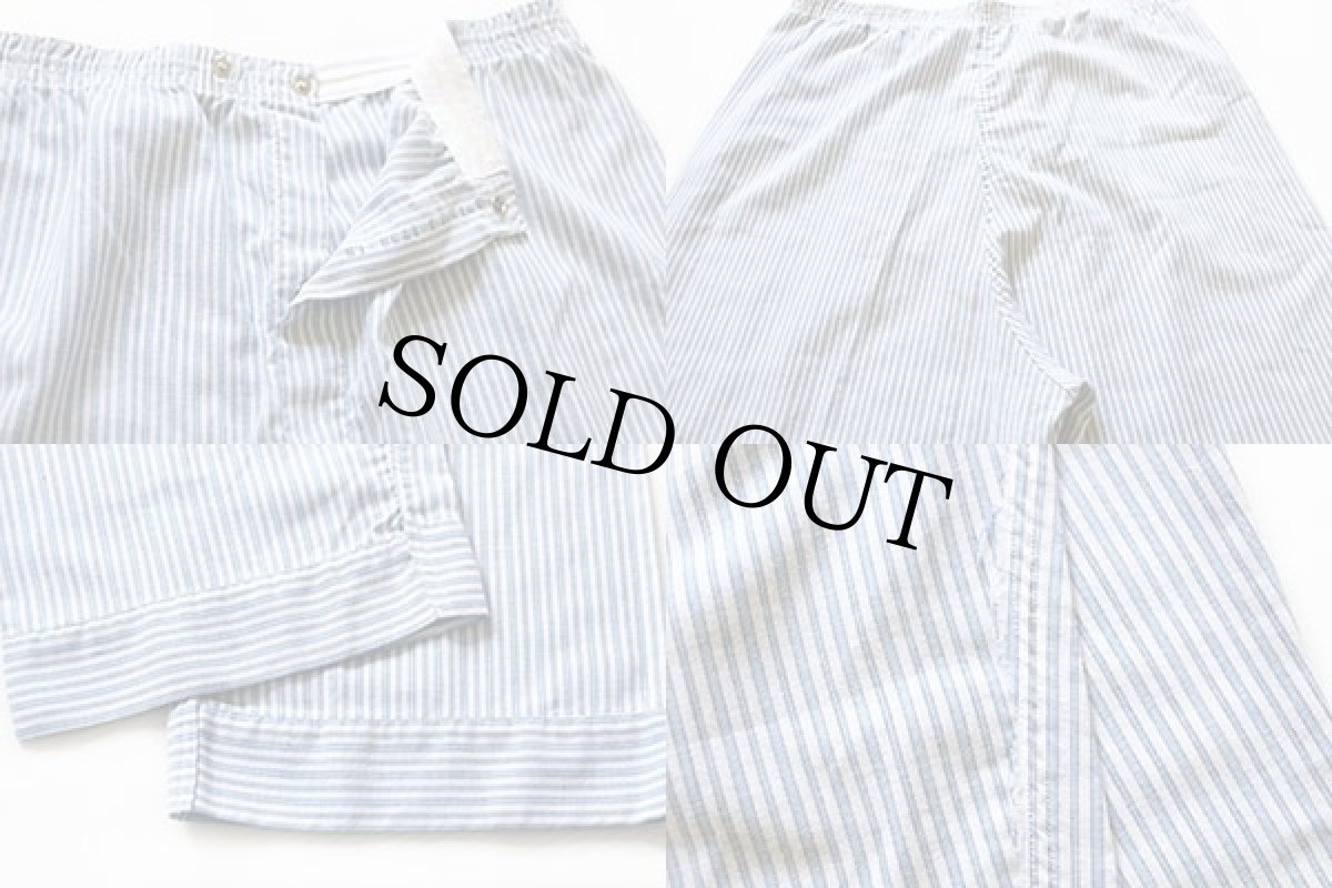 画像7: 70s Penneys TOWNCRAFT マルチ ストライプ パジャマ シャツ&パンツ セット 白×水色 L (7)