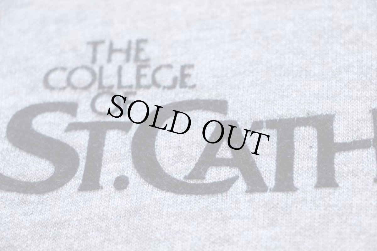 画像4: 80s USA製 Championチャンピオン ST.CATHERINE フェルトプリント スウェットパーカー 杢グレー M (4)