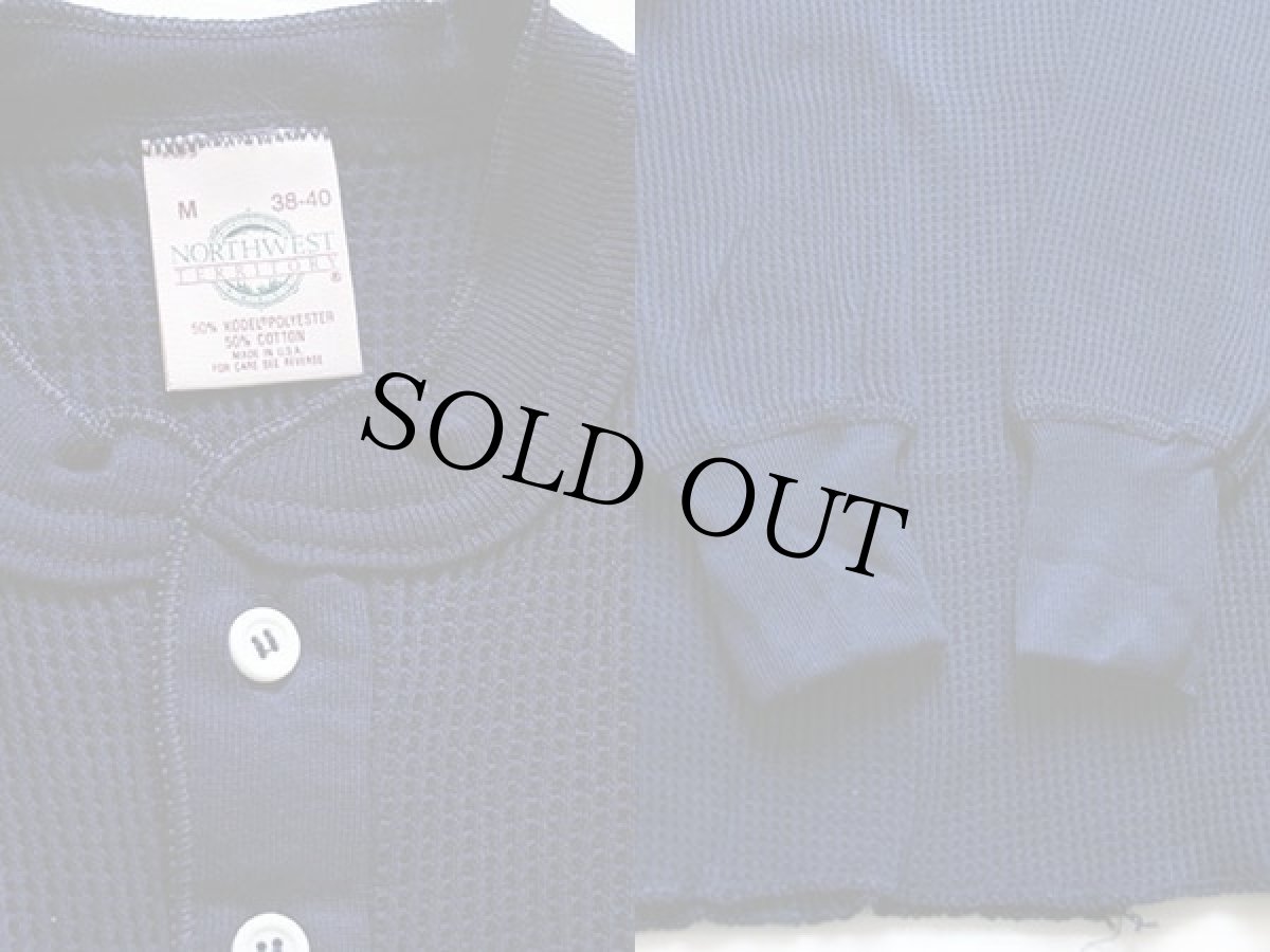 画像3: デッドストック★90s USA製 NORTHWEST TERRITORY ヘンリーネック サーマルシャツ 紺 M (3)