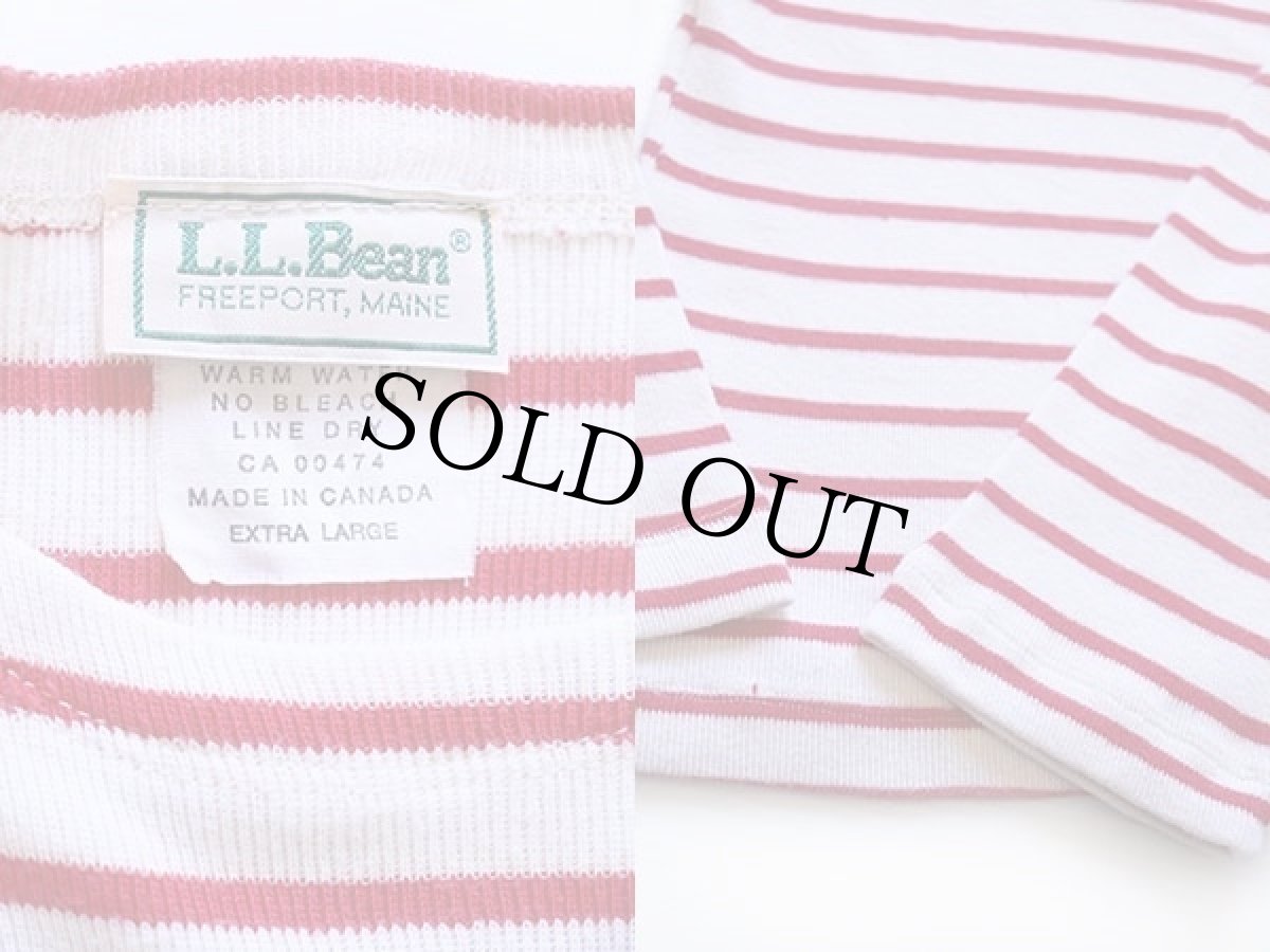 画像3: 80s カナダ製 L.L.Bean ボーダー コットン カットソー 白×赤 XL (3)