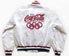 画像2: 80s USA製 Chalk Line 1988 USA OLYMPICオリンピック Coca-Colaコカコーラ ロゴ ナイロンスタジャン 白 L (2)