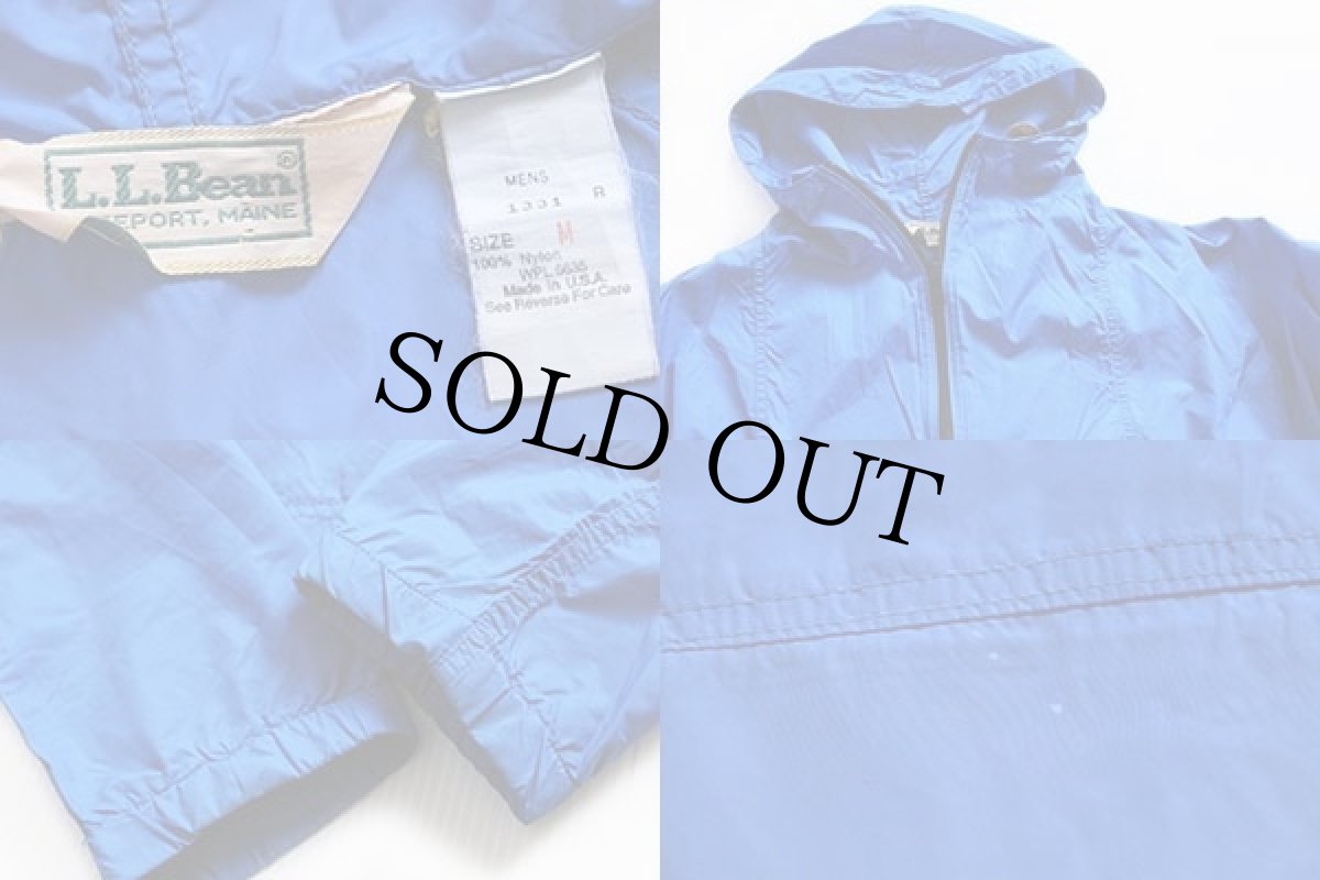 画像3: 80s USA製 L.L.Bean ナイロン アノラックパーカー 青 M (3)