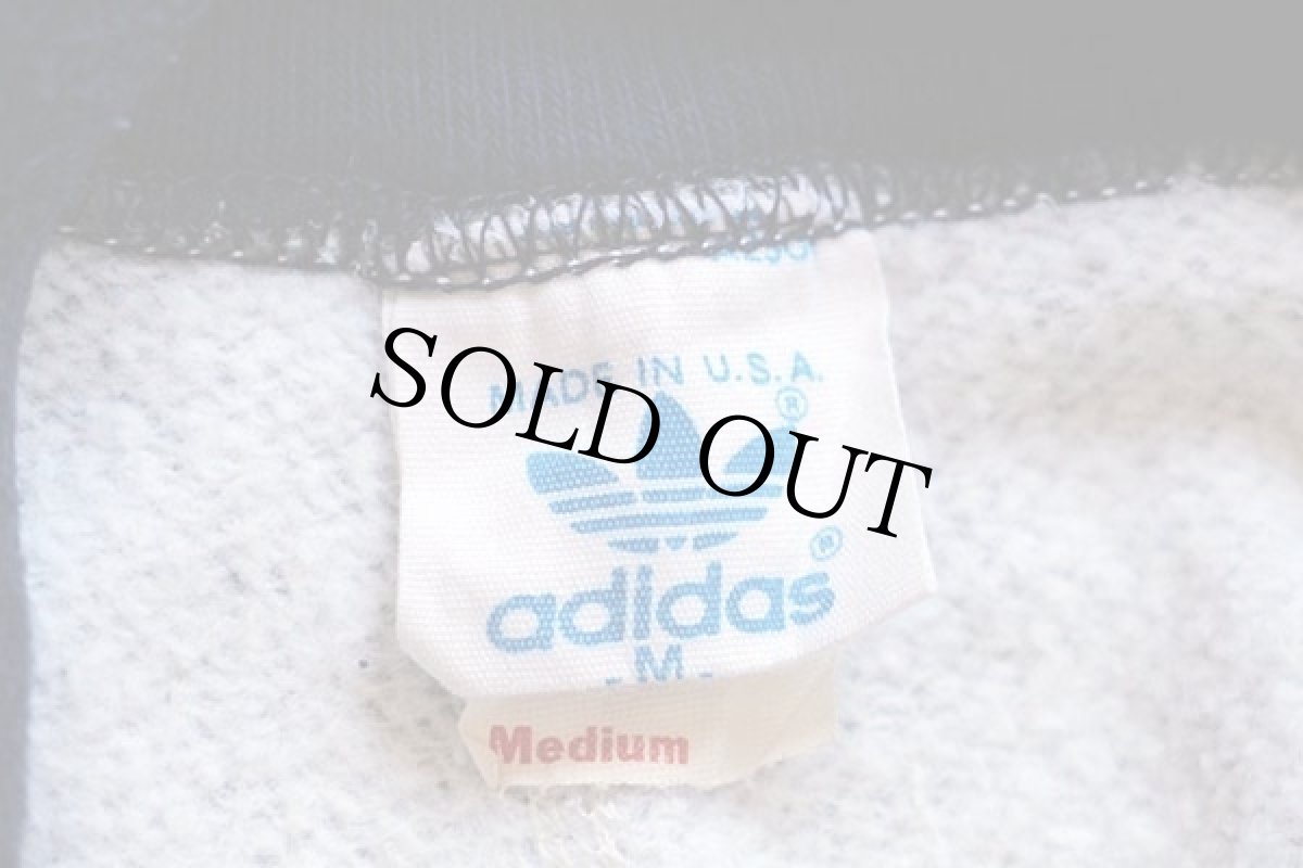 画像6: 80s USA製 adidasアディダス トレフォイル ビッグロゴ ツートン スウェットパーカー&パンツ セットアップ 杢グレー×紺 M (6)