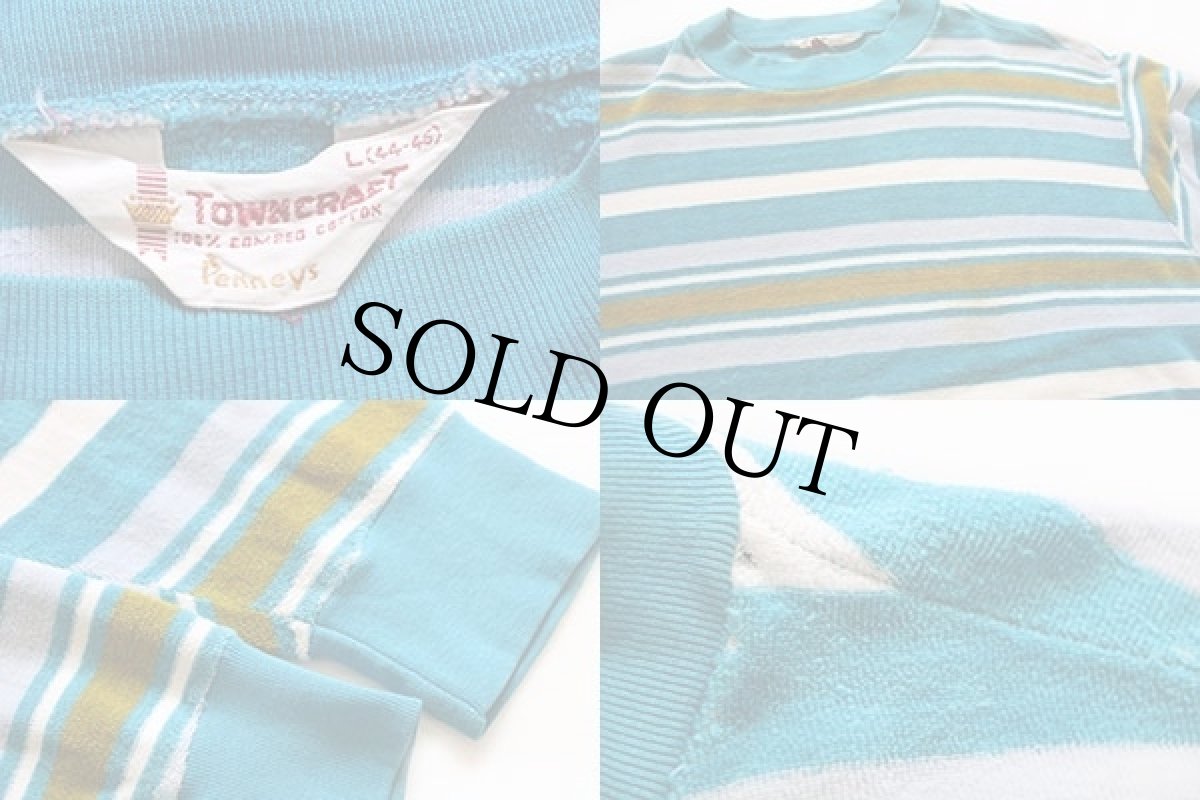 画像3: 60s Penneys TOWNCRAFT ランダムボーダー コットン パイル地 スウェット L (3)