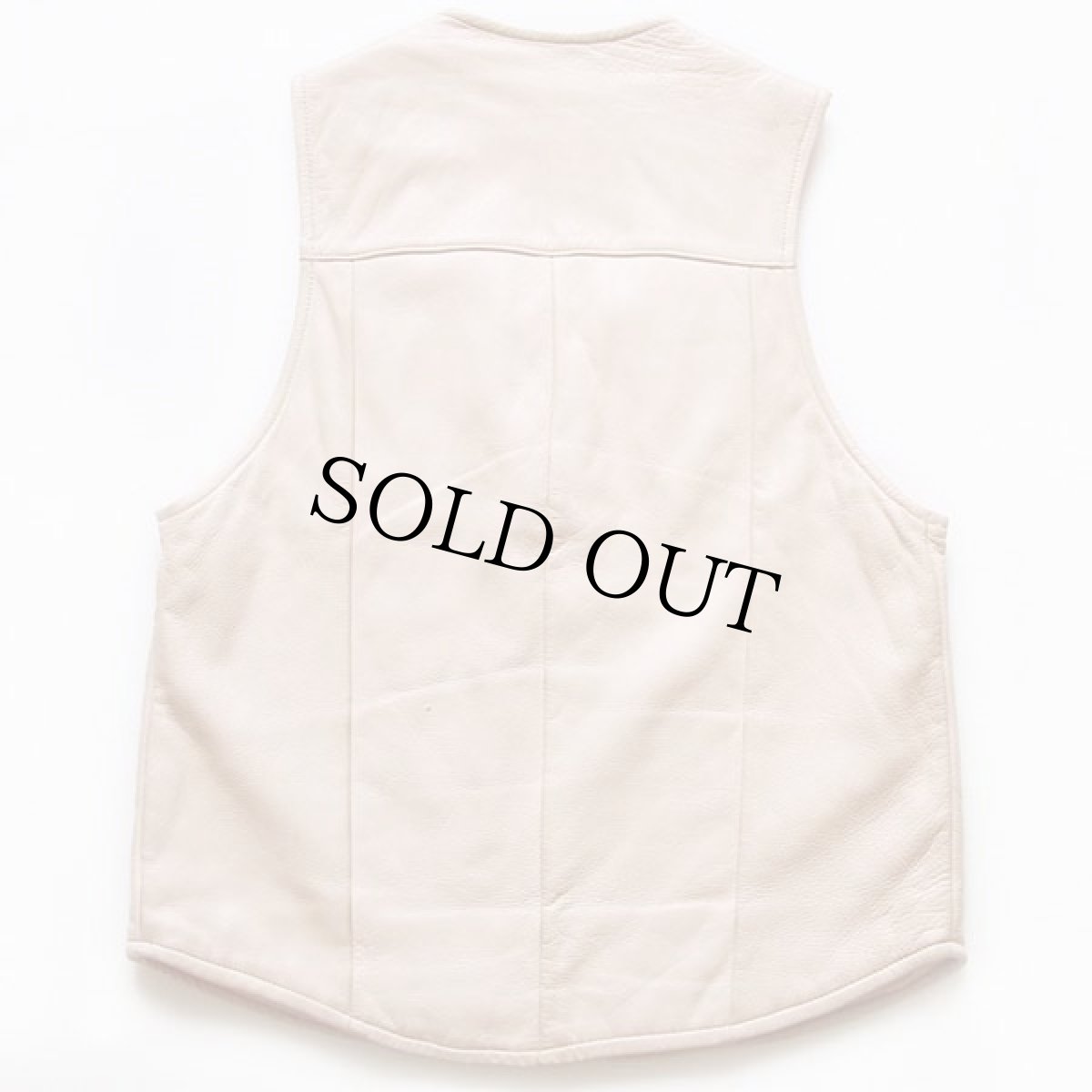 画像2: Mid Western キルティングライナー ディアスキン レザーベスト アイボリー 40 (2)