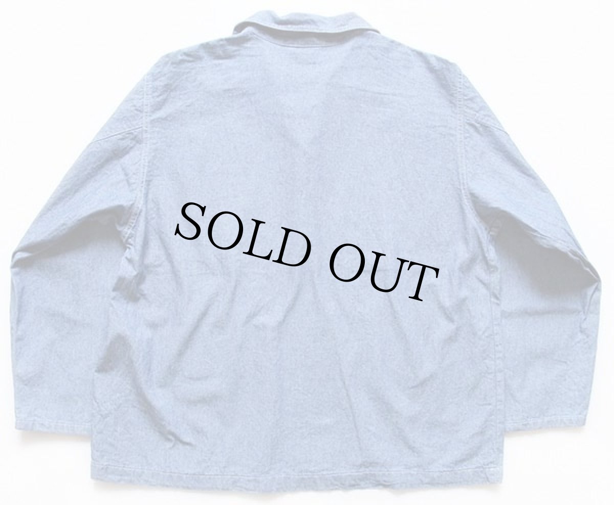 画像2: 90s USA製 BLUE BEAR レースアップ プルオーバー コットン シャンブレーシャツ M (2)