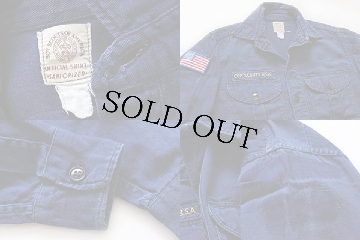 画像3: 60s CUB SCOUTS BSA ボーイスカウト パッチ付き コットンシャツ 青 キッズ (3)