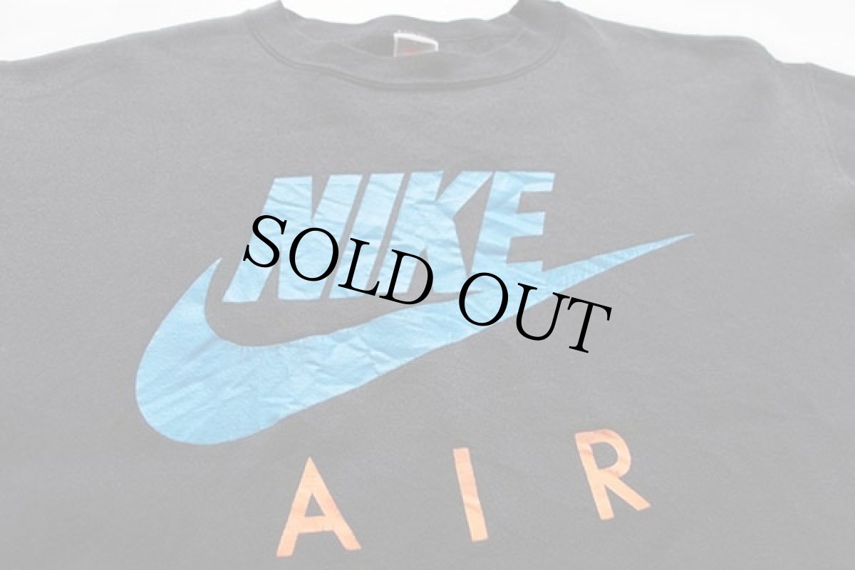 画像2: 90s USA製 NIKEナイキ ビッグロゴ スウェット 黒 蛍光オレンジ L (2)