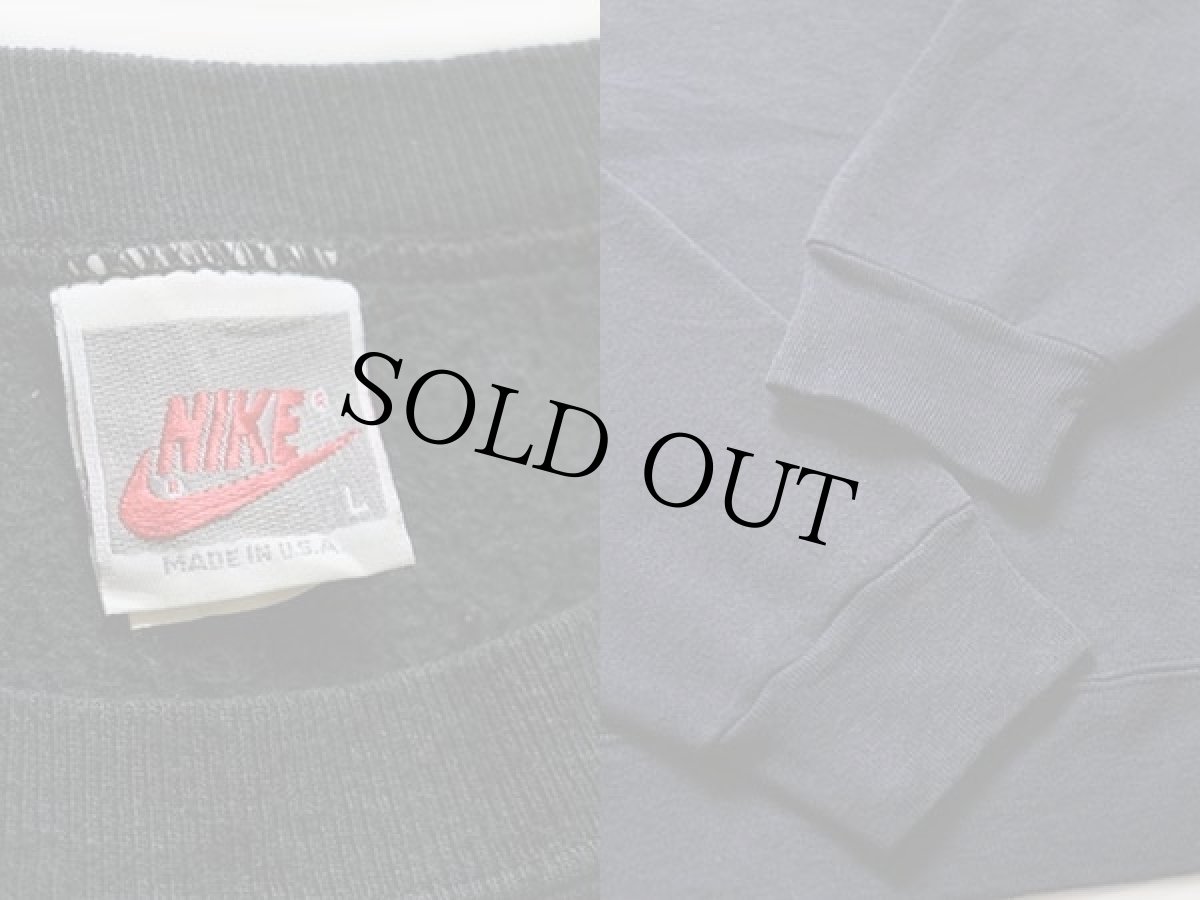 画像3: 90s USA製 NIKEナイキ ビッグロゴ スウェット 黒 蛍光オレンジ L (3)