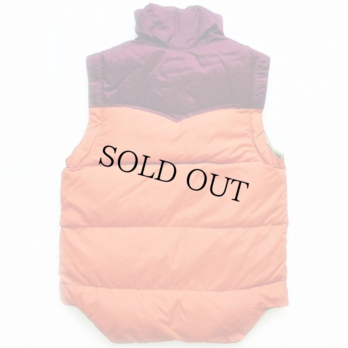 画像2: 70s Powderhorn Mountaineeringパウダーホーン ツートン ヨーク切り替え ダウンベスト オレンジ×ワインレッド S (2)